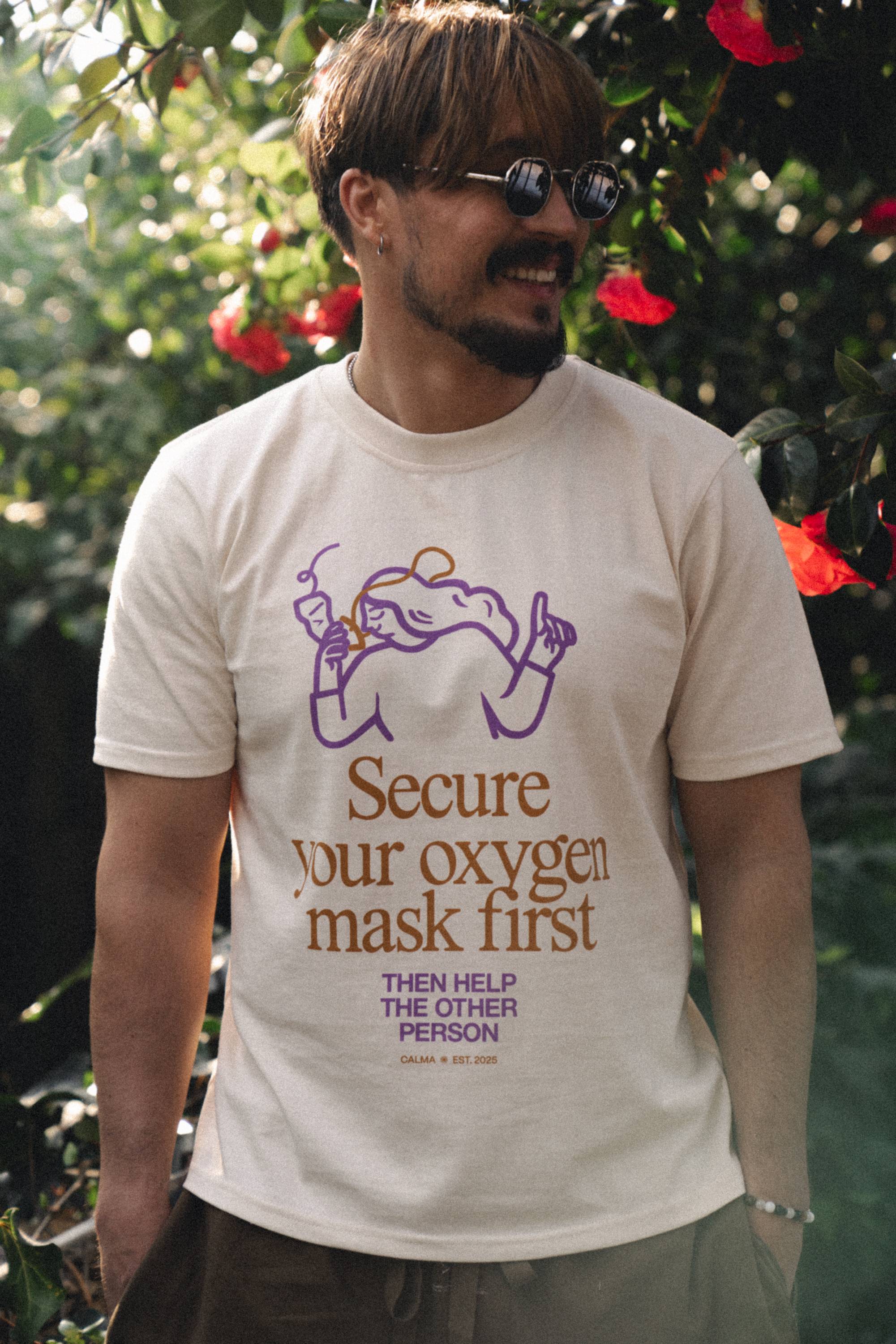 T-shirt - Secure your mask first, then help the other person