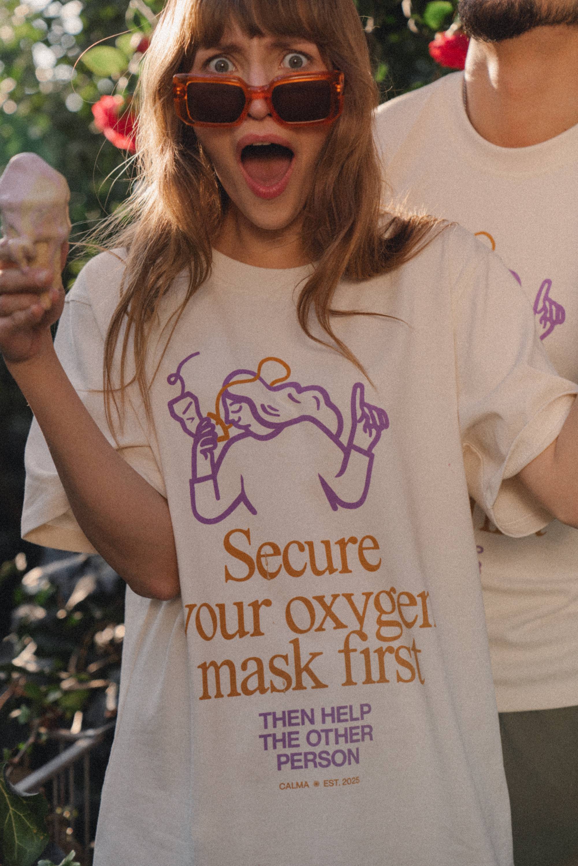 T-shirt - Secure your mask first, then help the other person